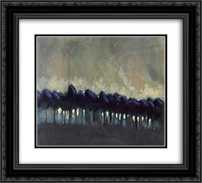 Forest 22x20 Black Ornate Wood Framed Art Print Poster with Double Matting by Ciurlionis, Mikalojus