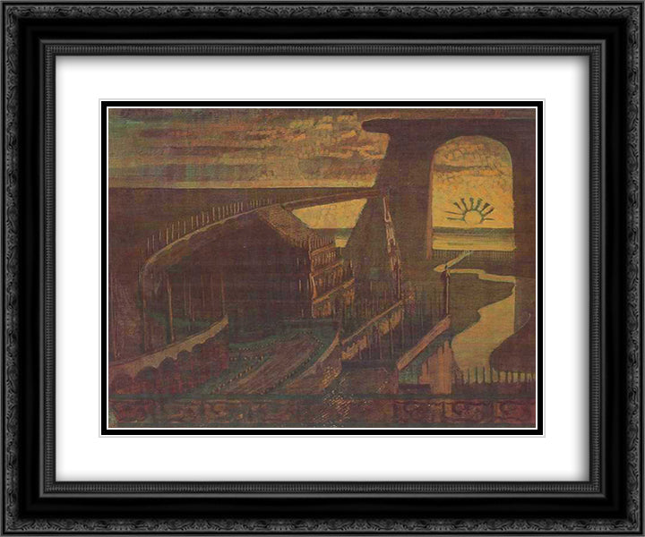 Fortress (Fortress Fairy Tale) 24x20 Black Ornate Wood Framed Art Print Poster with Double Matting by Ciurlionis, Mikalojus