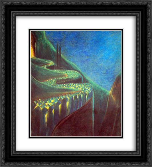 Funeral Symphony (VI) 20x22 Black Ornate Wood Framed Art Print Poster with Double Matting by Ciurlionis, Mikalojus