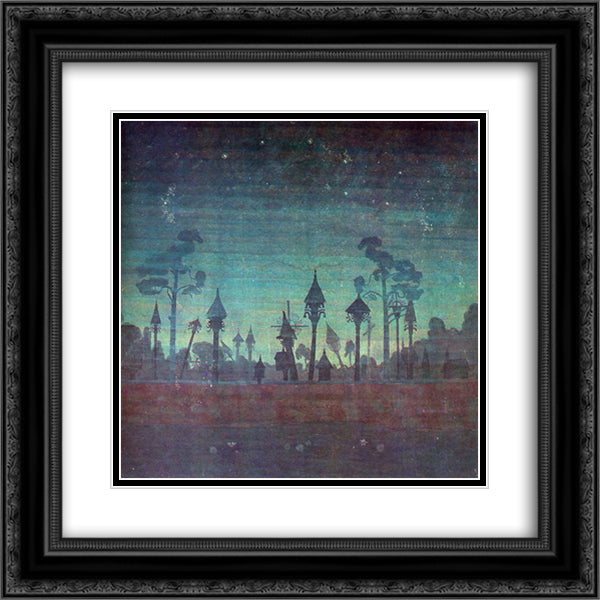Lithuanian Graveyard 20x20 Black Ornate Wood Framed Art Print Poster with Double Matting by Ciurlionis, Mikalojus