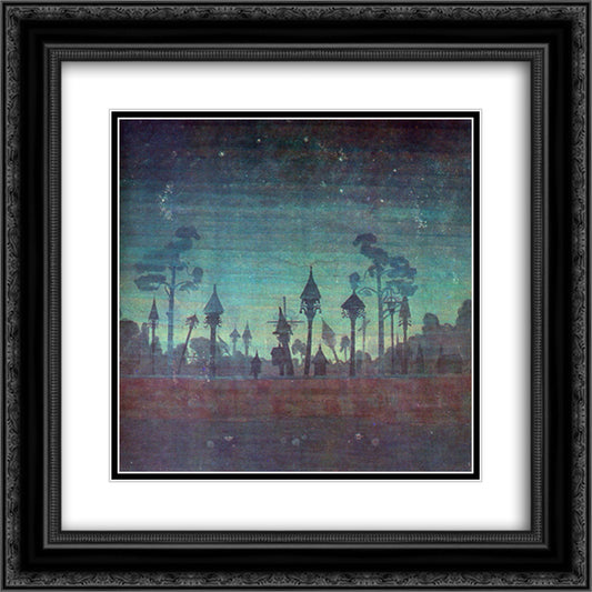 Lithuanian Graveyard 20x20 Black Ornate Wood Framed Art Print Poster with Double Matting by Ciurlionis, Mikalojus