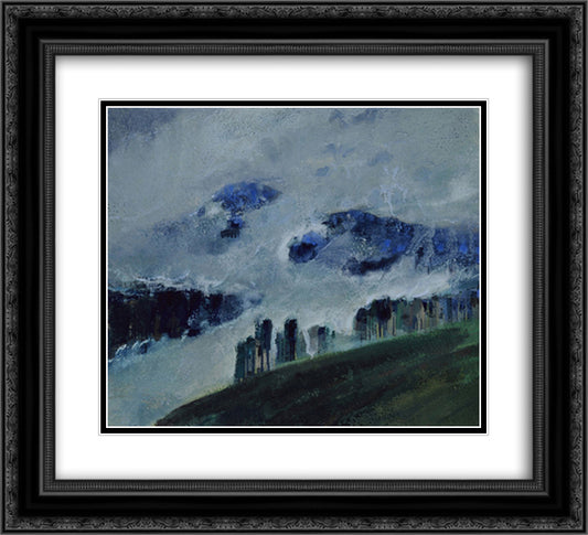 Mists 22x20 Black Ornate Wood Framed Art Print Poster with Double Matting by Ciurlionis, Mikalojus