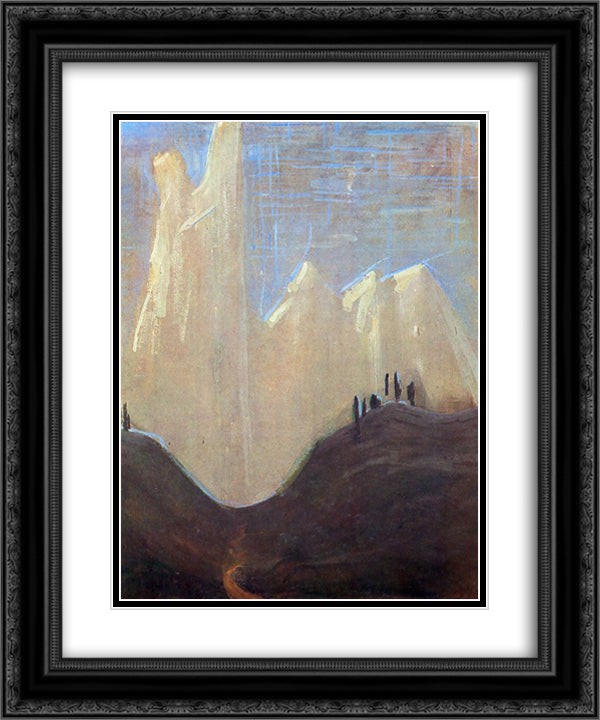 My road (I) 20x24 Black Ornate Wood Framed Art Print Poster with Double Matting by Ciurlionis, Mikalojus