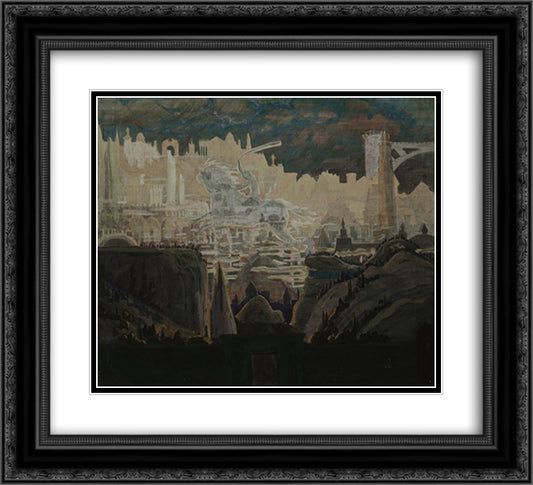 Prelude (The knight prelude) 22x20 Black Ornate Wood Framed Art Print Poster with Double Matting by Ciurlionis, Mikalojus
