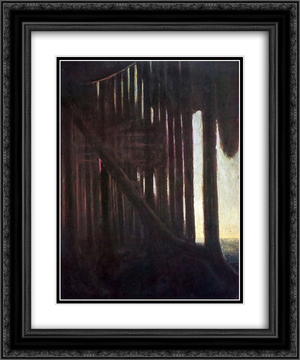 Rustle of the Forest 20x24 Black Ornate Wood Framed Art Print Poster with Double Matting by Ciurlionis, Mikalojus