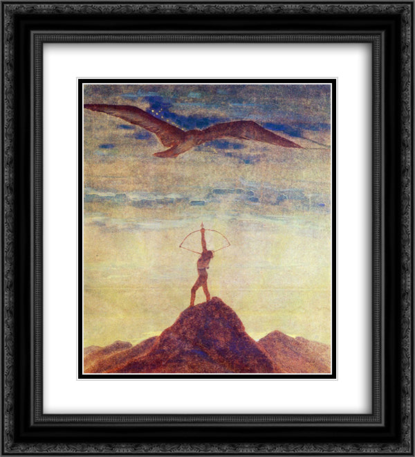 Sagittarius 20x22 Black Ornate Wood Framed Art Print Poster with Double Matting by Ciurlionis, Mikalojus