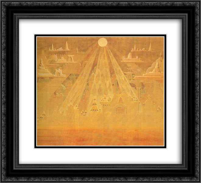 Scherzo (Sonata of the Pyramids) 22x20 Black Ornate Wood Framed Art Print Poster with Double Matting by Ciurlionis, Mikalojus