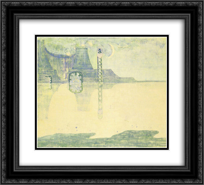 Scherzo (Sonata of the Serpent) 22x20 Black Ornate Wood Framed Art Print Poster with Double Matting by Ciurlionis, Mikalojus