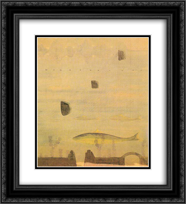 Scherzo (Sonata of the Spring) 20x22 Black Ornate Wood Framed Art Print Poster with Double Matting by Ciurlionis, Mikalojus