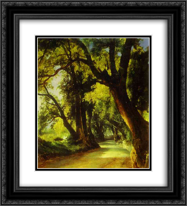 An Alley in Albano 20x22 Black Ornate Wood Framed Art Print Poster with Double Matting by Lebedev, Mikhail