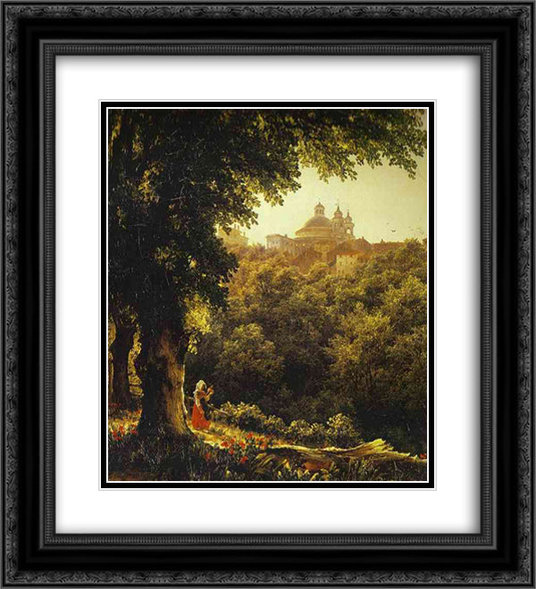 Ariccia near Rome 20x22 Black Ornate Wood Framed Art Print Poster with Double Matting by Lebedev, Mikhail