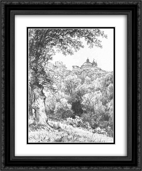Arricia near Rome 20x24 Black Ornate Wood Framed Art Print Poster with Double Matting by Lebedev, Mikhail