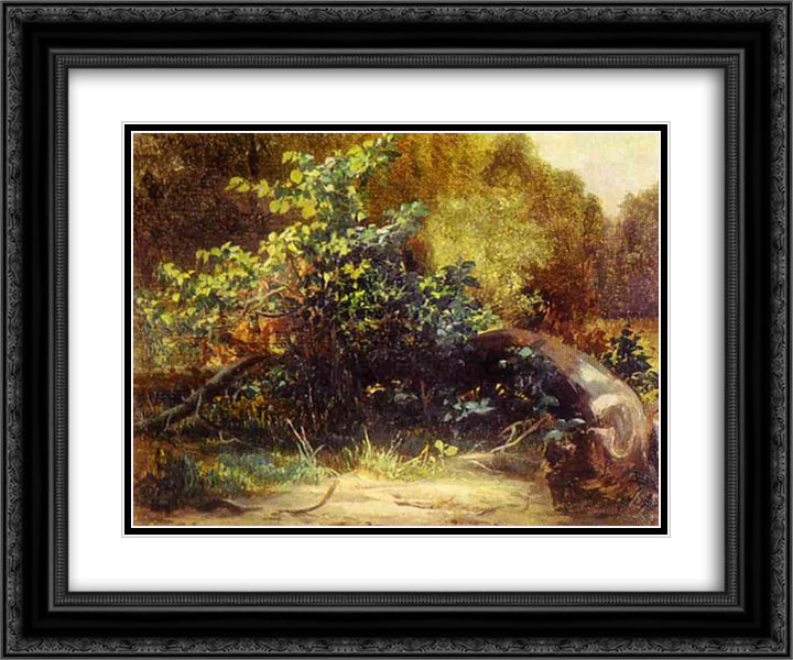 At the Forrest Edge 24x20 Black Ornate Wood Framed Art Print Poster with Double Matting by Lebedev, Mikhail