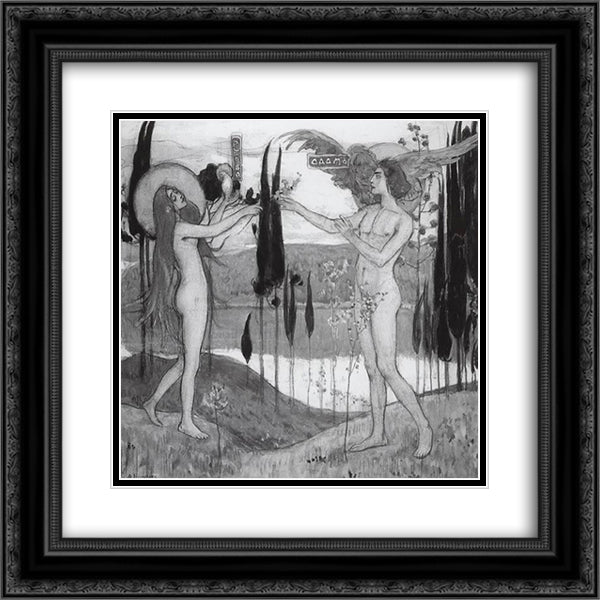 Adam and Eve 20x20 Black Ornate Wood Framed Art Print Poster with Double Matting by Nesterov, Mikhail