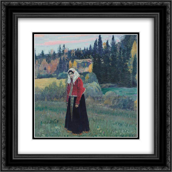 Alenushka 20x20 Black Ornate Wood Framed Art Print Poster with Double Matting by Nesterov, Mikhail