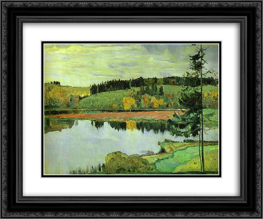 Autumn 24x20 Black Ornate Wood Framed Art Print Poster with Double Matting by Nesterov, Mikhail