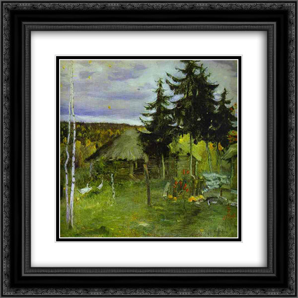Autumn in a Village 20x20 Black Ornate Wood Framed Art Print Poster with Double Matting by Nesterov, Mikhail