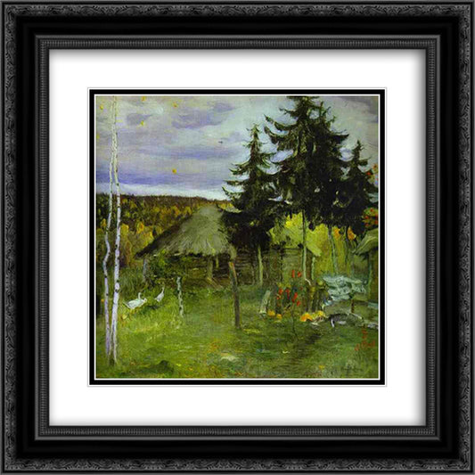 Autumn in a Village 20x20 Black Ornate Wood Framed Art Print Poster with Double Matting by Nesterov, Mikhail