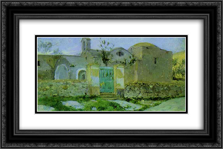 Capri. Entrance to Monastery. 24x16 Black Ornate Wood Framed Art Print Poster with Double Matting by Nesterov, Mikhail