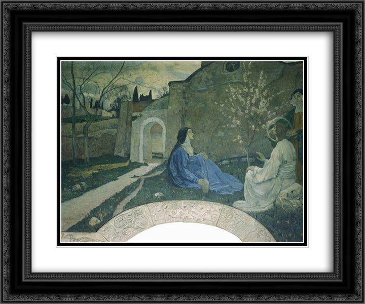 Christ with Martha and Mary 24x20 Black Ornate Wood Framed Art Print Poster with Double Matting by Nesterov, Mikhail