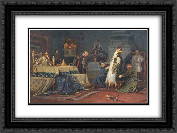 Clownish coat. Boyar Morozov A. in front of Ivan the Terrible 24x18 Black Ornate Wood Framed Art Print Poster with Double Matting by Nesterov, Mikhail