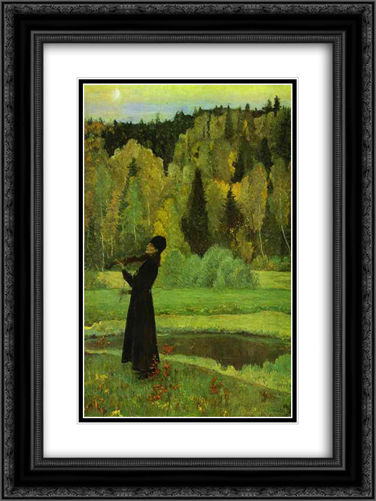 Elegy. Blind Musician. 18x24 Black Ornate Wood Framed Art Print Poster with Double Matting by Nesterov, Mikhail