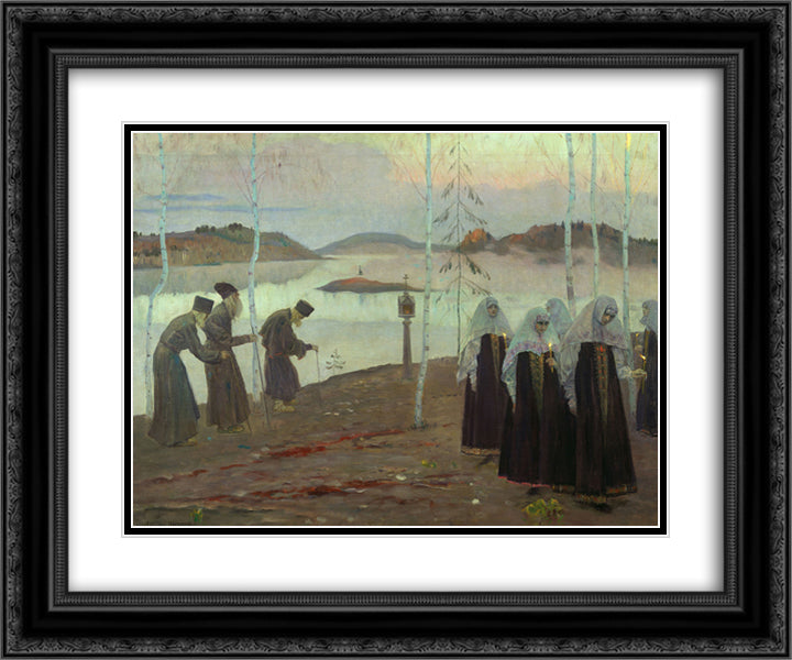 Hermit fathers and immaculate women 24x20 Black Ornate Wood Framed Art Print Poster with Double Matting by Nesterov, Mikhail