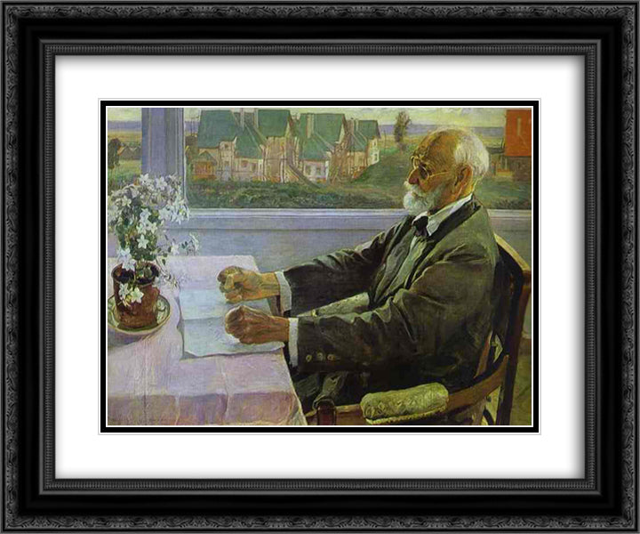 Ivan Petrovich Pavlov 24x20 Black Ornate Wood Framed Art Print Poster with Double Matting by Nesterov, Mikhail