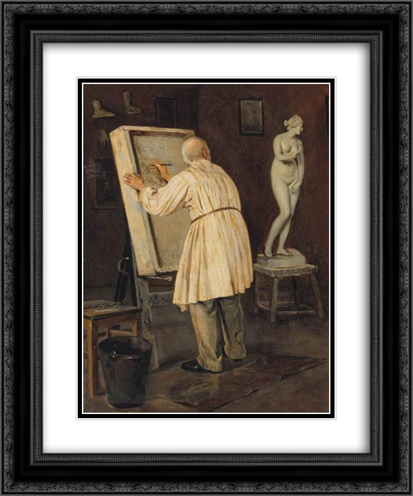 Old painter 20x24 Black Ornate Wood Framed Art Print Poster with Double Matting by Nesterov, Mikhail