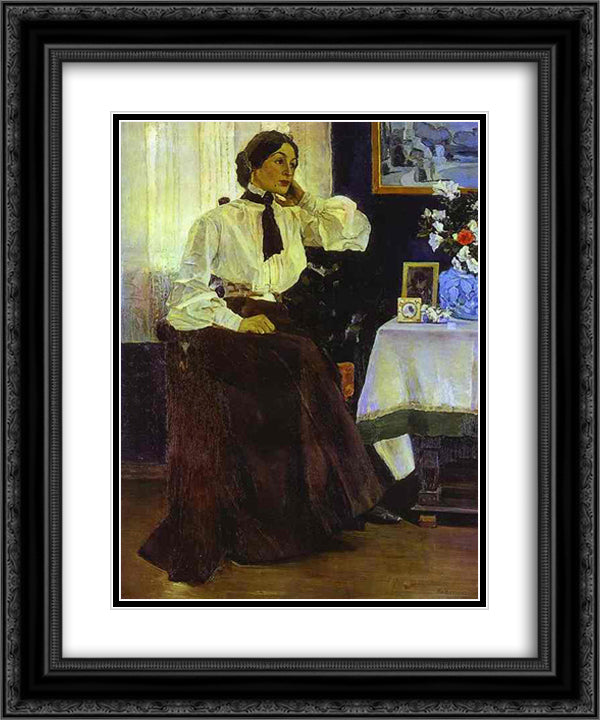 Portrait of Ekaterina Nesterova 20x24 Black Ornate Wood Framed Art Print Poster with Double Matting by Nesterov, Mikhail