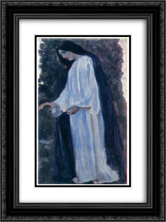 Portrait of O. Nesterova, the artist' daughter 18x24 Black Ornate Wood Framed Art Print Poster with Double Matting by Nesterov, Mikhail