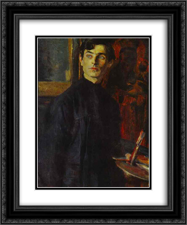 Portrait of Pavel Korin 20x24 Black Ornate Wood Framed Art Print Poster with Double Matting by Nesterov, Mikhail