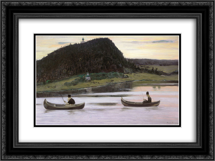 Silence 24x18 Black Ornate Wood Framed Art Print Poster with Double Matting by Nesterov, Mikhail