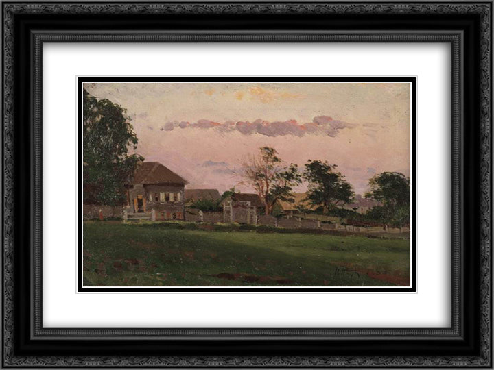 Small house in Ufa 24x18 Black Ornate Wood Framed Art Print Poster with Double Matting by Nesterov, Mikhail