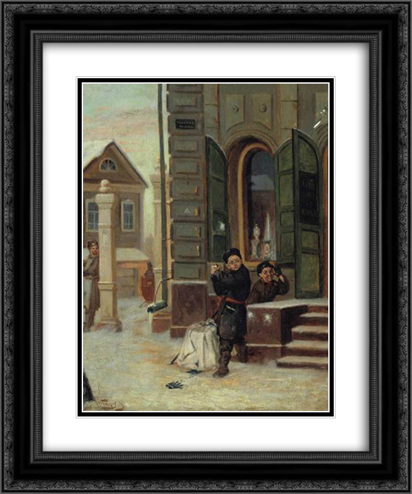 Snowballs 20x24 Black Ornate Wood Framed Art Print Poster with Double Matting by Nesterov, Mikhail