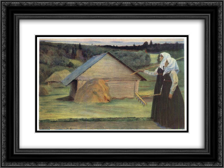 Summer 24x18 Black Ornate Wood Framed Art Print Poster with Double Matting by Nesterov, Mikhail