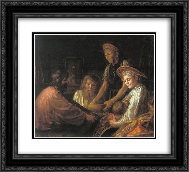 Peasants' meal 22x20 Black Ornate Wood Framed Art Print Poster with Double Matting by Shibanov, Mikhail