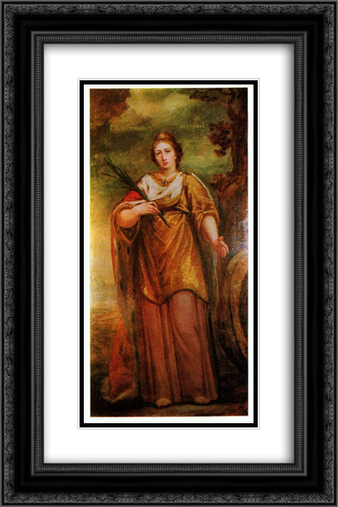 St. Catherine 16x24 Black Ornate Wood Framed Art Print Poster with Double Matting by Shibanov, Mikhail
