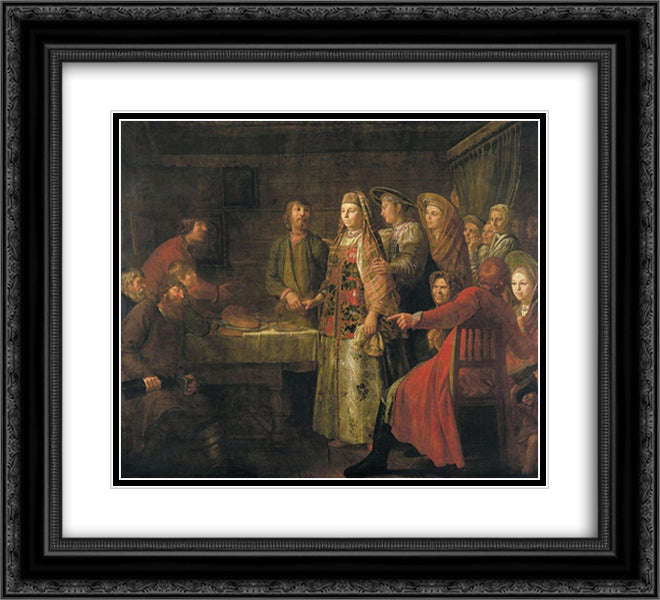 The celebration of the wedding agreement 22x20 Black Ornate Wood Framed Art Print Poster with Double Matting by Shibanov, Mikhail