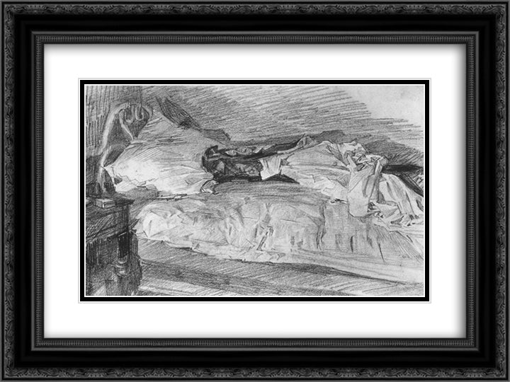 A bed 24x18 Black Ornate Wood Framed Art Print Poster with Double Matting by Vrubel, Mikhail