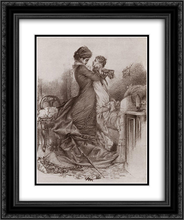 Anna Karenina meets her son 20x24 Black Ornate Wood Framed Art Print Poster with Double Matting by Vrubel, Mikhail