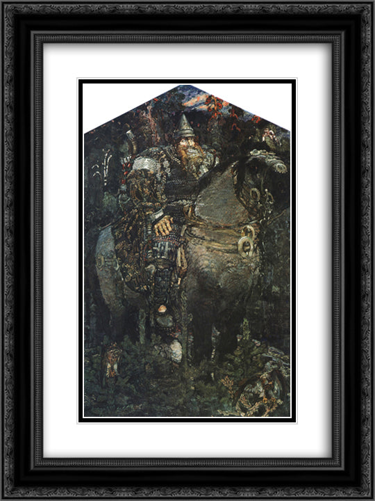 Bogatyr 18x24 Black Ornate Wood Framed Art Print Poster with Double Matting by Vrubel, Mikhail