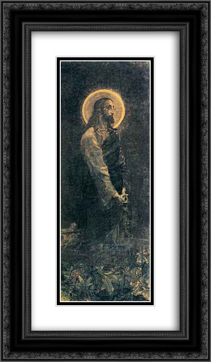 Christ in Gethsemane 14x24 Black Ornate Wood Framed Art Print Poster with Double Matting by Vrubel, Mikhail