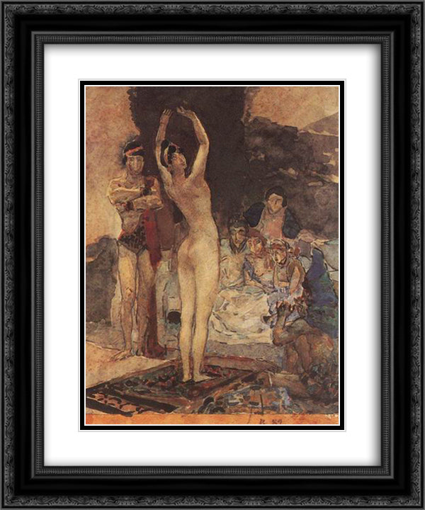 Eastern dance 20x24 Black Ornate Wood Framed Art Print Poster with Double Matting by Vrubel, Mikhail