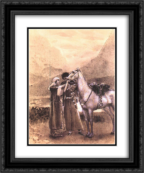 Farewell of Zara with Ismail 20x24 Black Ornate Wood Framed Art Print Poster with Double Matting by Vrubel, Mikhail