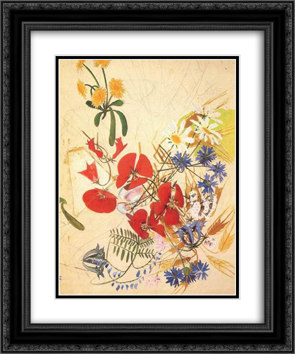 Field flowers 20x24 Black Ornate Wood Framed Art Print Poster with Double Matting by Vrubel, Mikhail