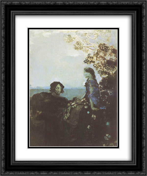 Hamlet and Ophelia 20x24 Black Ornate Wood Framed Art Print Poster with Double Matting by Vrubel, Mikhail