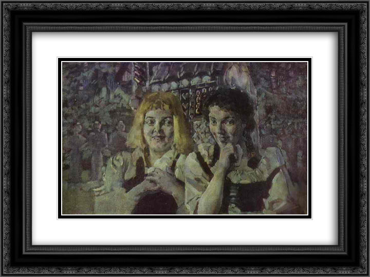 Hansel and Gretel 24x18 Black Ornate Wood Framed Art Print Poster with Double Matting by Vrubel, Mikhail
