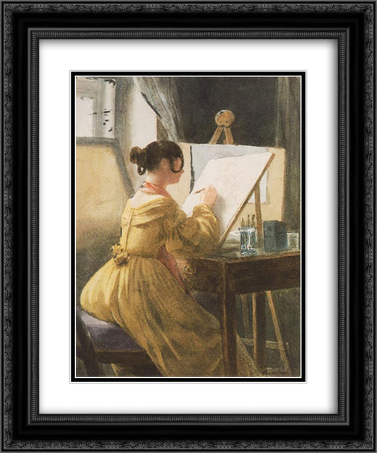 In the Atelier (Roza Teleki) 20x24 Black Ornate Wood Framed Art Print Poster with Double Matting by Barabas, Miklos