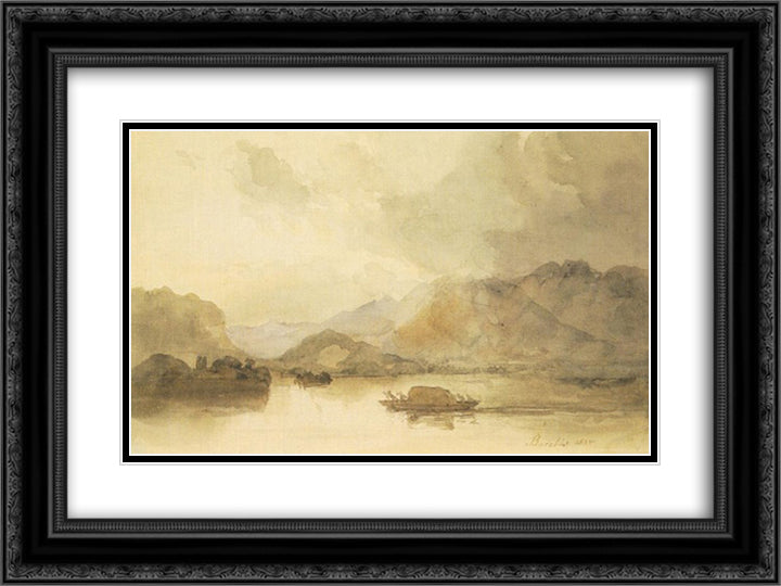 Lago Maggiore 24x18 Black Ornate Wood Framed Art Print Poster with Double Matting by Barabas, Miklos